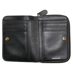 バレンシアガ 二つ折り財布 コンパクトウォレット 650871 ブラック レザー レディース BALENCIAGA 【中古】