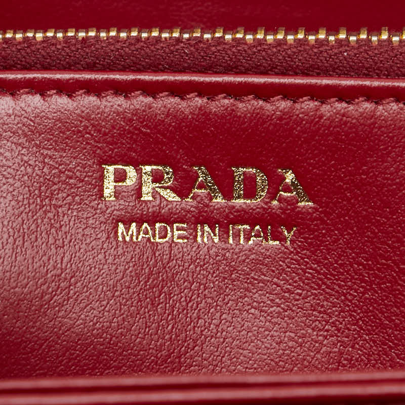 プラダ ラウンドファスナー 長財布 ネイビー レザー レディース PRADA 【中古】