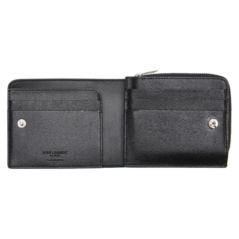 サンローラン イーストウエスト 二つ折り財布 コンパクトウォレット 556268 ブラック レザー メンズ SAINT LAURENT 【中古】