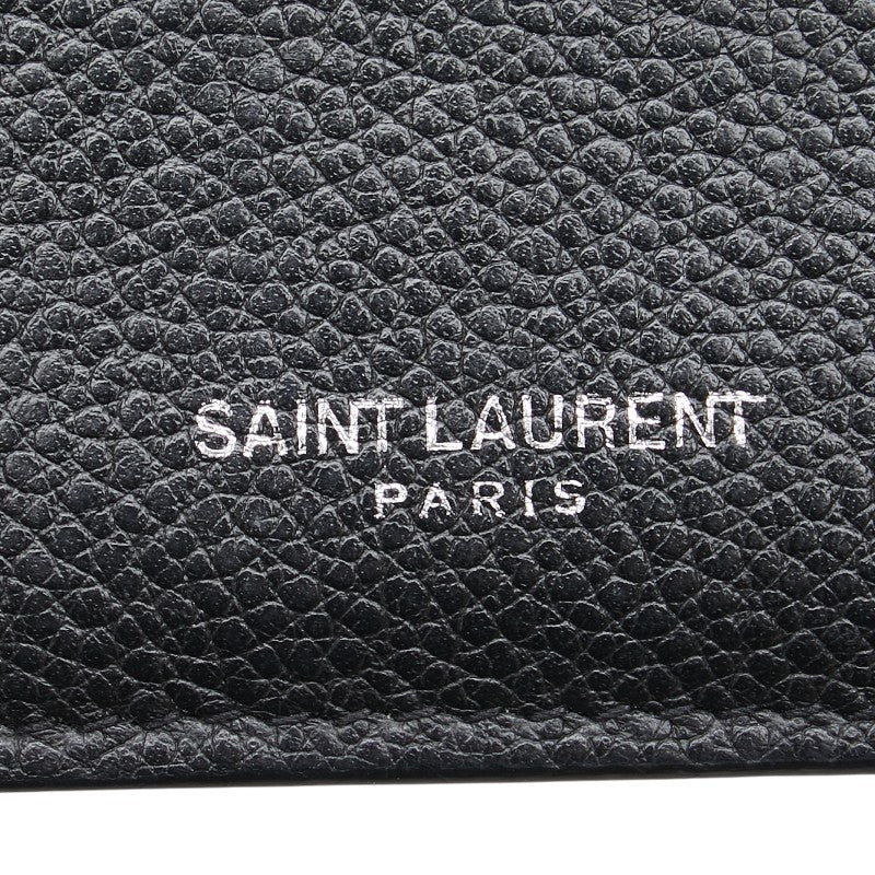 サンローラン コインケース パスケース フラグメントケース 458583 ブラック レザー メンズ SAINT LAURENT 【中古】