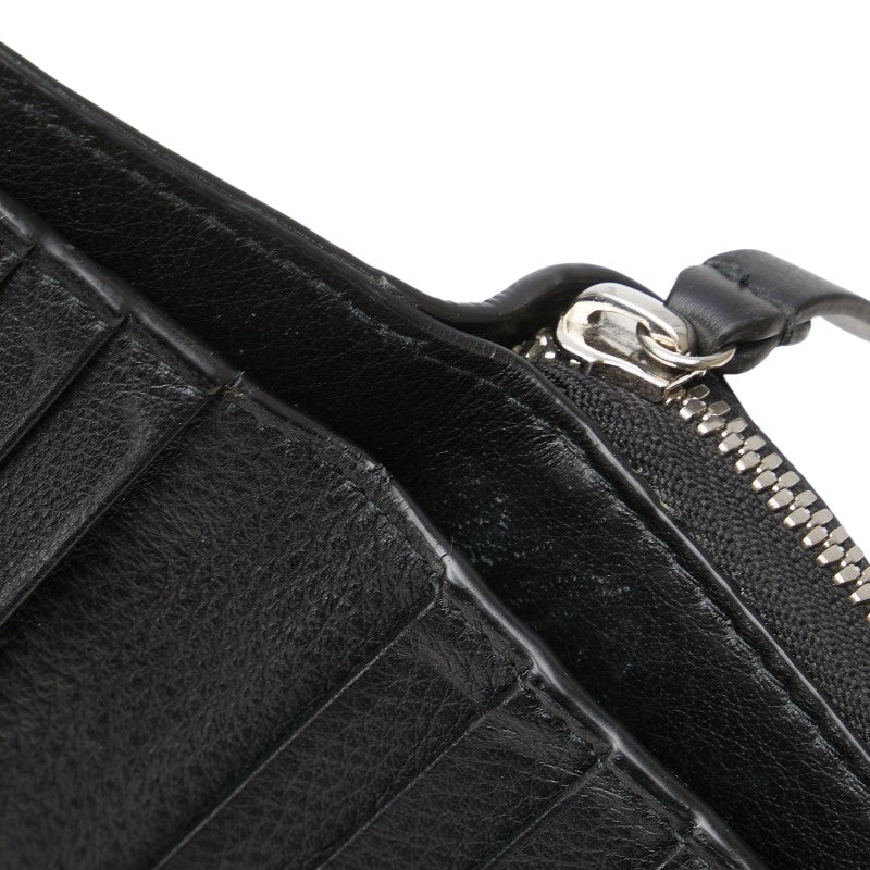バレンシアガ エブリデイ ラウンドファスナー 二つ折り財布 516366 ブラック レザー レディース BALENCIAGA 【中古】