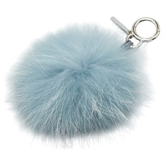 フェンディ バッグバグズ モンスター バッグチャーム キーホルダー ライトブルー ファー レザー レディース FENDI 【中古】