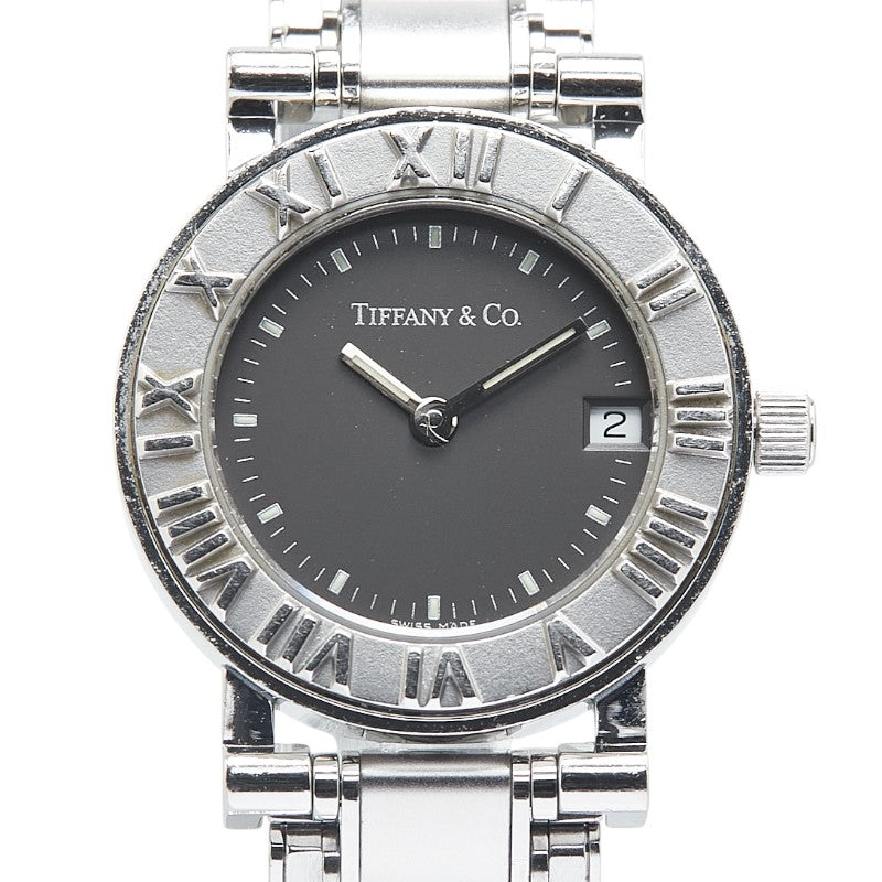 ティファニー アトラス 腕時計 クオーツ グレー文字盤 ステンレススチール レディース TIFFANY&Co. 【中古】