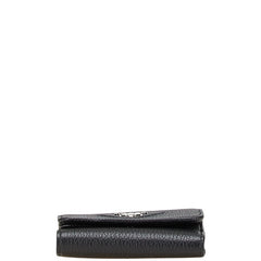 プラダ 三角ロゴ 二つ折り財布 ブラック レザー レディース PRADA 【中古】