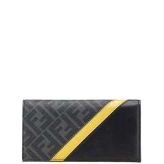 フェンディ ズッカ 長財布 7M0264 ブラック グレー イエロー PVC レザー メンズ FENDI 【中古】