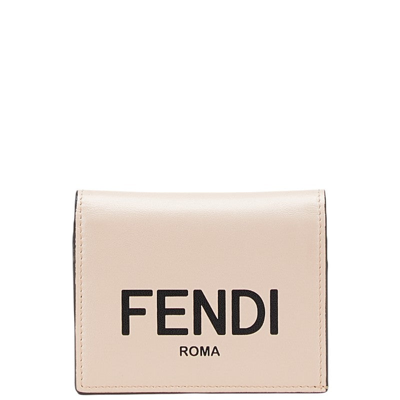フェンディ ロゴ 二つ折り財布 8M0420 ピンク ブラック レザー レディース FENDI 【中古】