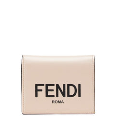 フェンディ ロゴ 二つ折り財布 8M0420 ピンク ブラック レザー レディース FENDI 【中古】