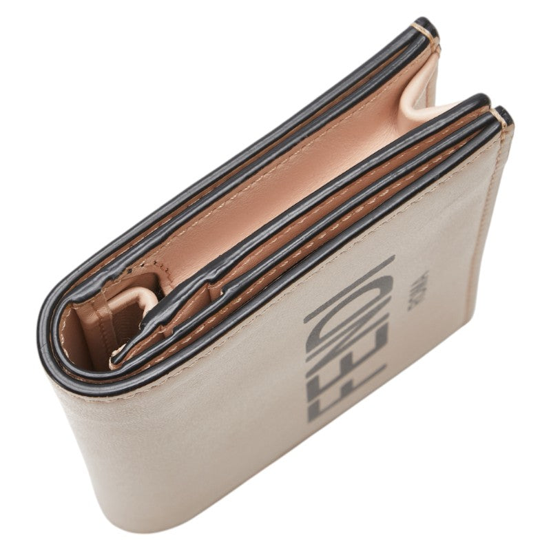 フェンディ ロゴ 二つ折り財布 8M0420 ピンク ブラック レザー レディース FENDI 【中古】