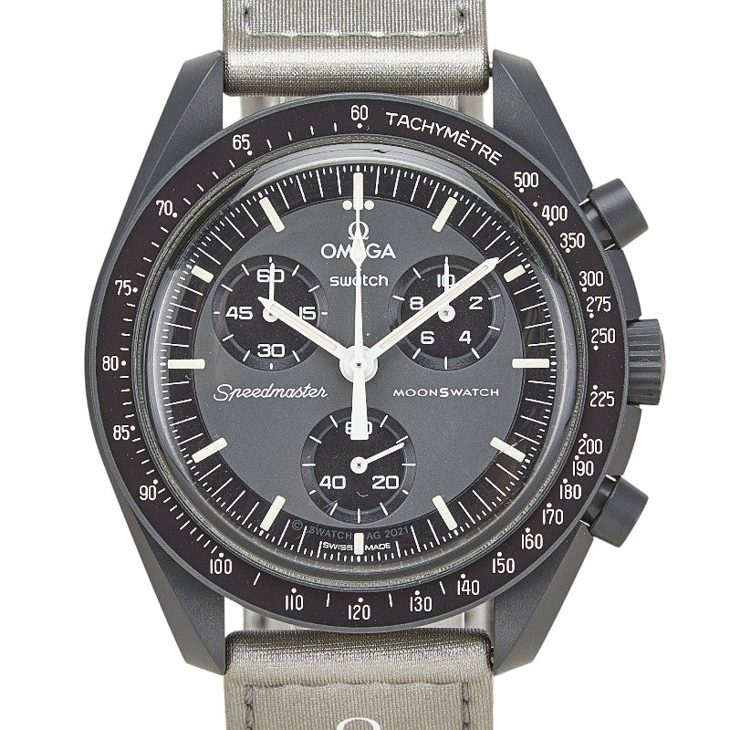 オメガ ×スウォッチ ムーンスウォッチ MISSION TO MERCURY 腕時計 SO33A100 クオーツ グレー文字盤 セラミック ナイロン メンズ OMEGA 【中古】