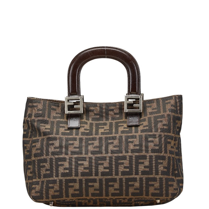 フェンディ ズッカ ハンドバッグ 26693 ブラウン ブラック キャンバス レザー レディース FENDI 【中古】