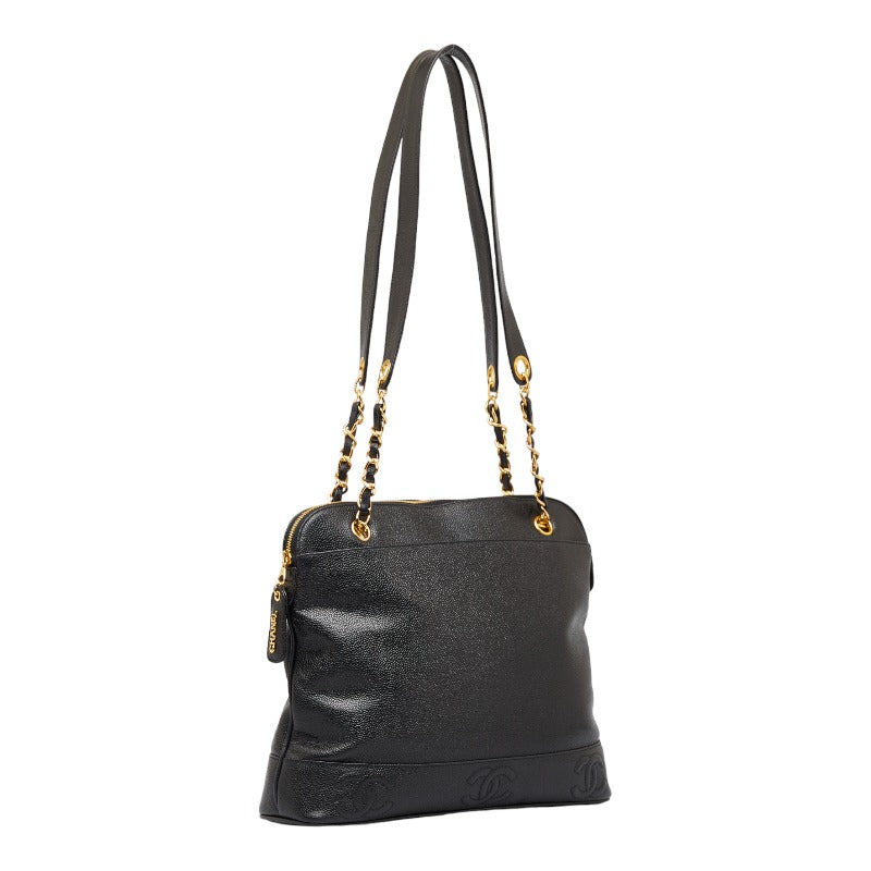 シャネル ココマーク チェーン トートバッグ ショルダーバッグ ブラック キャビアスキン レディース CHANEL 【中古】