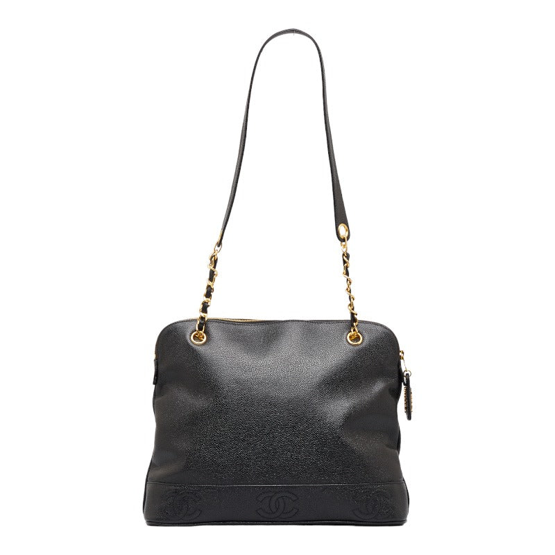 シャネル ココマーク チェーン トートバッグ ショルダーバッグ ブラック キャビアスキン レディース CHANEL 【中古】
