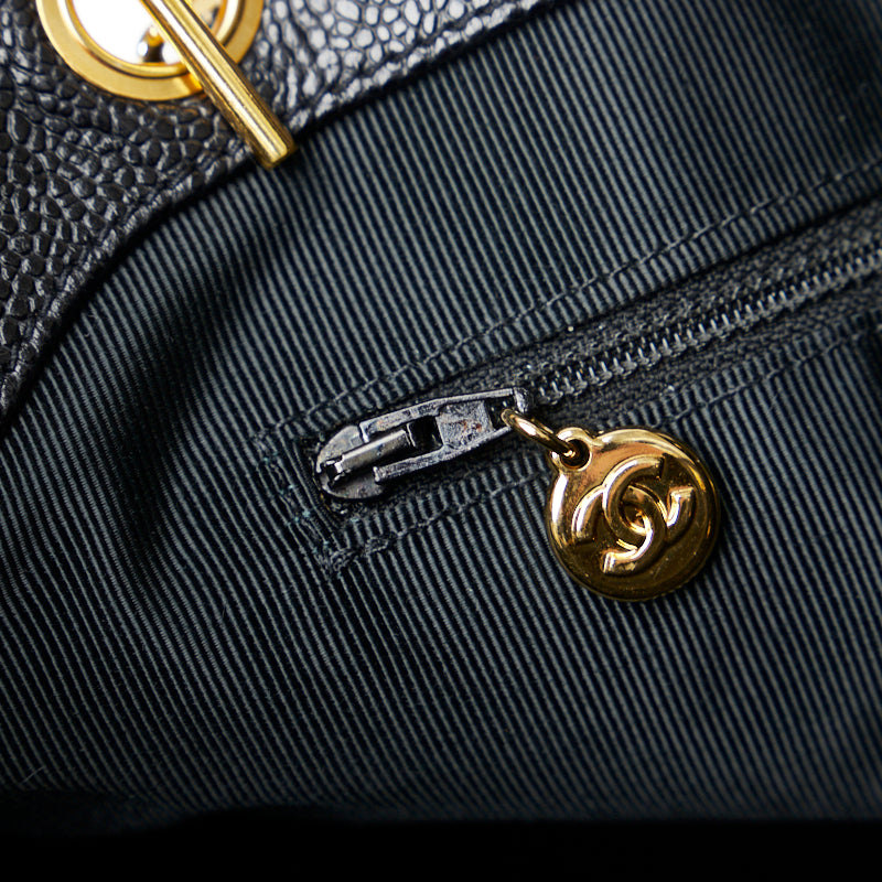 シャネル ココマーク チェーン トートバッグ ショルダーバッグ ブラック キャビアスキン レディース CHANEL 【中古】