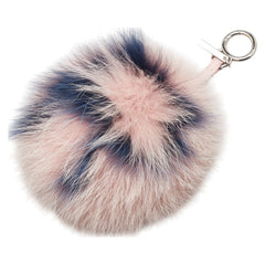 フェンディ ポンポン チャーム キーリング キーホルダー 7SR45R ピンク ブルー ファー レザー レディース FENDI 【中古】