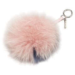 フェンディ ポンポン チャーム キーリング キーホルダー 7SR45R ピンク ブルー ファー レザー レディース FENDI 【中古】