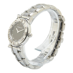 ティファニー アトラス 腕時計 クオーツ ブラック文字盤 ステンレススチール レディース TIFFANY&Co. 【中古】