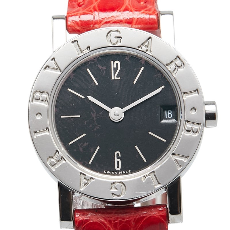 ブルガリ ブルガリブルガリ 腕時計 BB23SLD クオーツ ブラック文字盤 ステンレススチール レザー レディース BVLGARI 【中古】