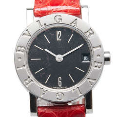 ブルガリ ブルガリブルガリ 腕時計 BB23SLD クオーツ ブラック文字盤 ステンレススチール レザー レディース BVLGARI 【中古】