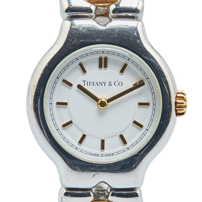 ティファニー ティソロ 腕時計 L0112 クオーツ ホワイト文字盤 ステンレススチール メタル メッキ レディース TIFFANY&Co. 【中古】