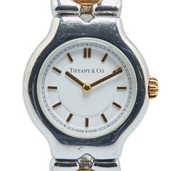 ティファニー ティソロ 腕時計 L0112 クオーツ ホワイト文字盤 ステンレススチール メタル メッキ レディース TIFFANY&Co. 【中古】