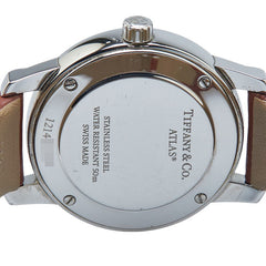 ティファニー アトラスドーム デイト 腕時計 クオーツ シルバー文字盤 ステンレススチール レザー レディース TIFFANY&Co. 【中古】