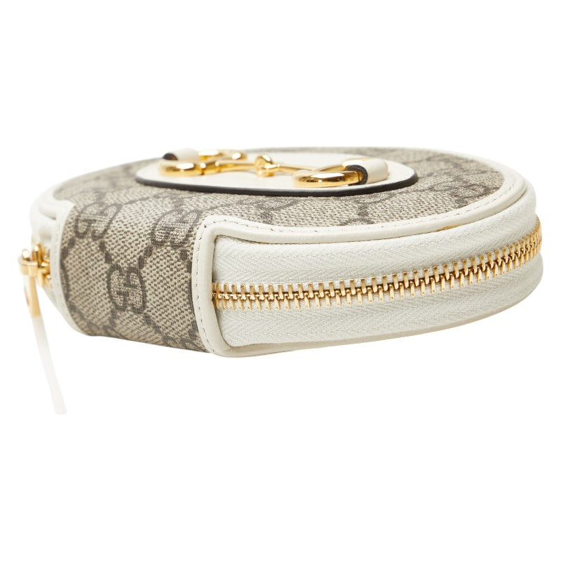 グッチ GGスプリーム ホースビット コインケース 小銭入れ 622040 ベージュ ホワイト PVC レザー レディース GUCCI 【中古】