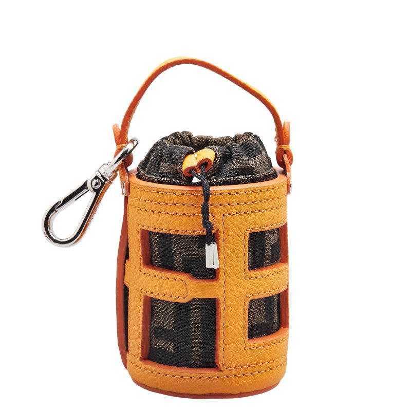 フェンディ ズッカ バケット チャーム 7AS158 オレンジ ブラウン レザー キャンバス レディース FENDI 【中古】