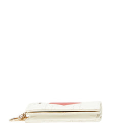 ディオール カナージュ レディディオール ハート 二つ折り財布 ホワイト レッド ラムスキン レディース Dior 【中古】