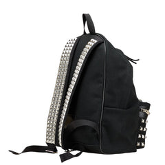 サンローラン スタッズ リュック バックパック ブラック キャンバス レザー レディース SAINT LAURENT 【中古】