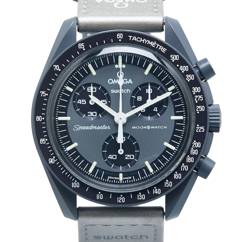オメガ ×スウォッチ ムーンスウォッチ MISSION TO MERCURY 腕時計 SO33A100 クオーツ グレー文字盤 セラミック ナイロン メンズ OMEGA 【中古】