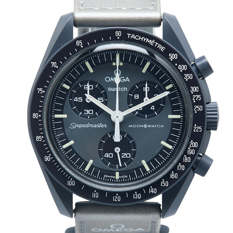 オメガ ×スウォッチ ムーンスウォッチ MISSION TO MERCURY 腕時計 SO33A100 クオーツ グレー文字盤 セラミック ナイロン メンズ OMEGA 【中古】