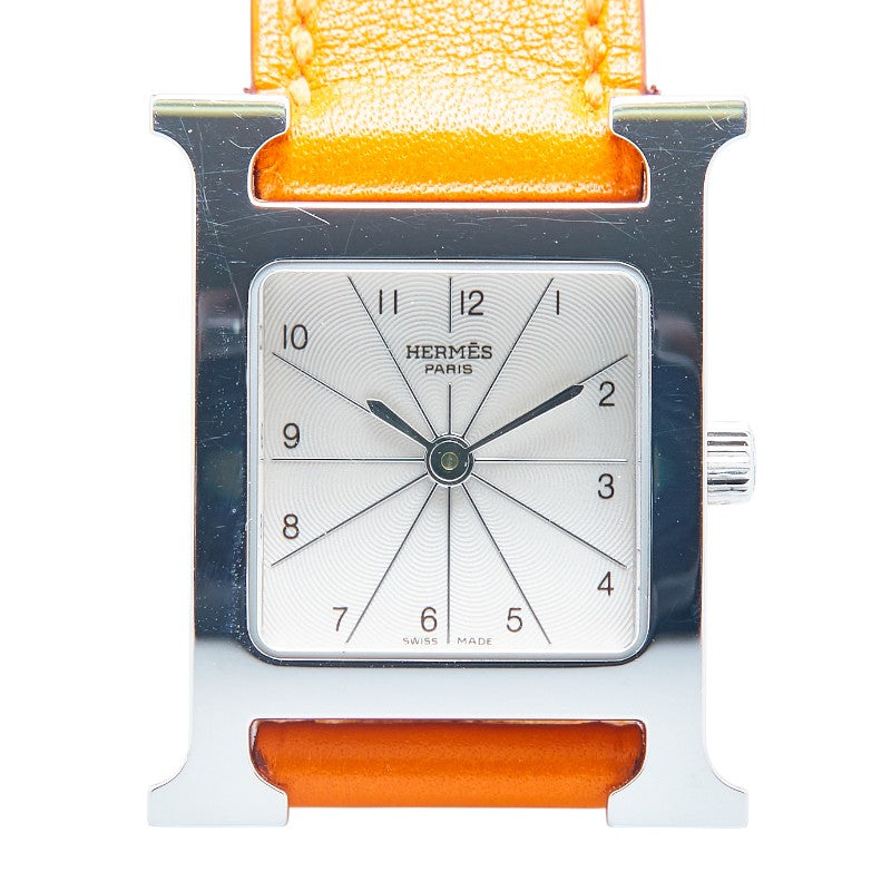 エルメス Hウォッチ 腕時計 HH1.210 クオーツ ベージュ文字盤 ステンレススチール レザー レディース HERMES 【中古】