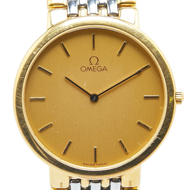オメガ デビル 腕時計 クオーツ ゴールド文字盤 ステンレススチール メッキ メンズ OMEGA 【中古】