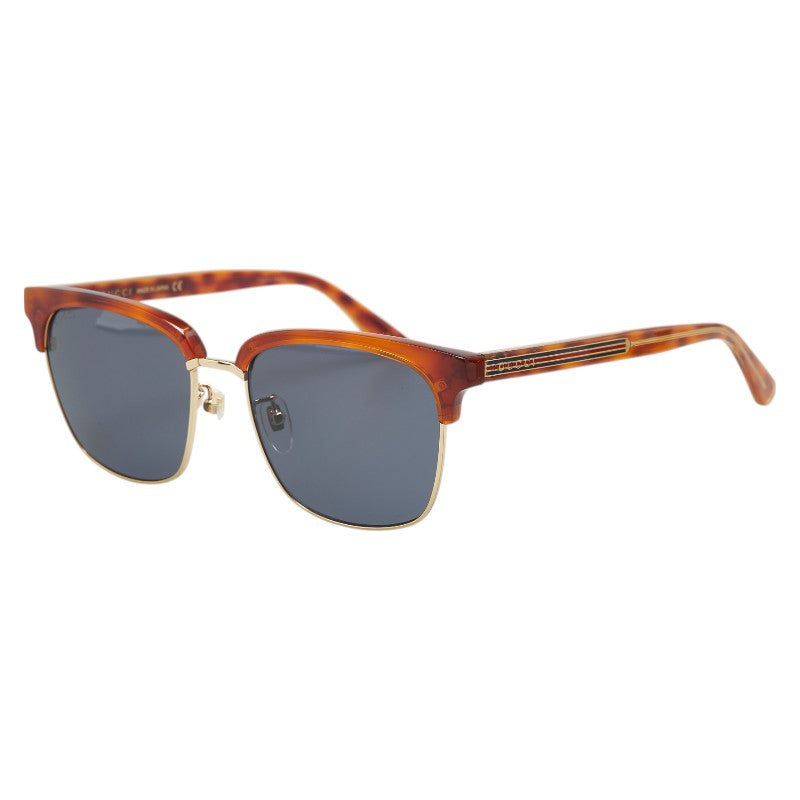 グッチ ロゴ UVカット ハーフリム クリングスタイプ アイウェア サングラス GG0382S ブラウン プラスチック レディース GUCCI 【中古】