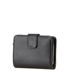 プラダ 三角ロゴプレート 二つ折り財布 ブラック レザー レディース PRADA 【中古】
