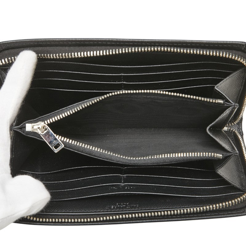サンローラン 長財布 ラウンドファスナー ブラック レザー メンズ SAINT LAURENT 【中古】