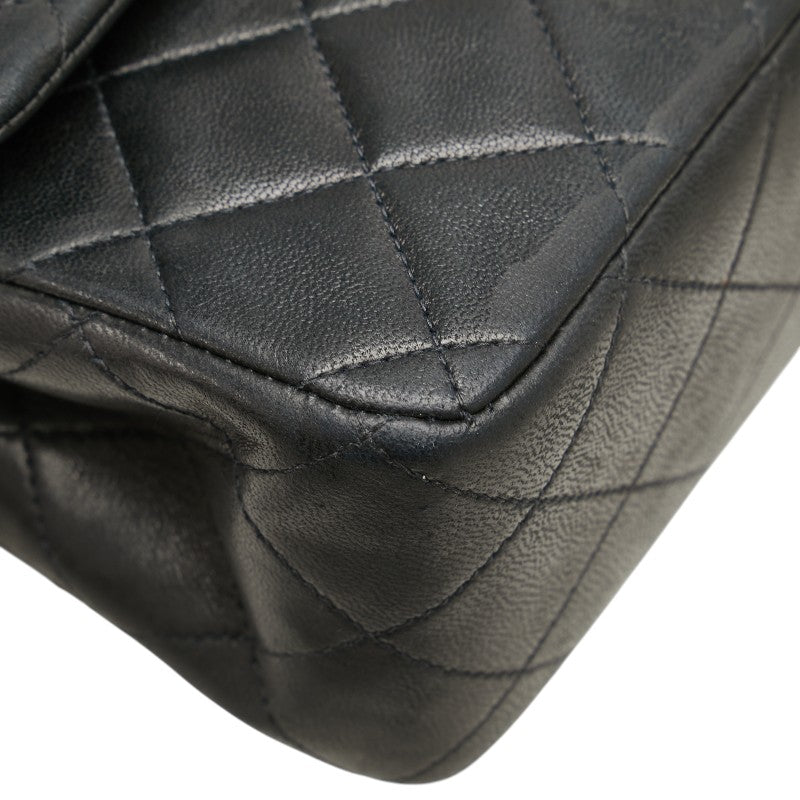 シャネル マトラッセ ココマーク Wフラップ チェーン ショルダーバッグ ハンドバッグ ブラック ラムスキン レディース CHANEL 【中古】