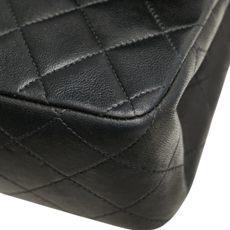シャネル マトラッセ ココマーク Wフラップ チェーン ショルダーバッグ ハンドバッグ ブラック ラムスキン レディース CHANEL 【中古】