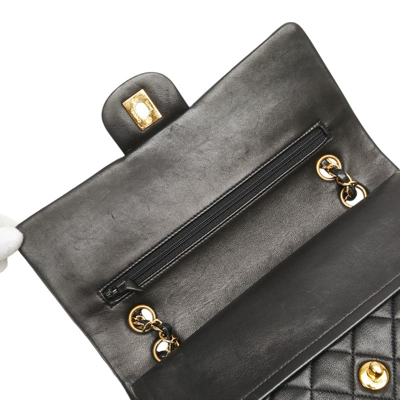 シャネル マトラッセ ココマーク Wフラップ チェーン ショルダーバッグ ハンドバッグ ブラック ラムスキン レディース CHANEL 【中古】