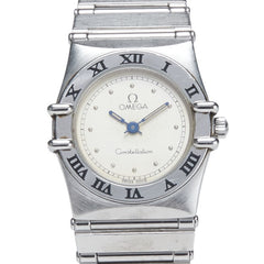オメガ コンステレーション 腕時計 1570.30.00 クオーツ ベージュ文字盤 ステンレススチール レディース OMEGA 【中古】