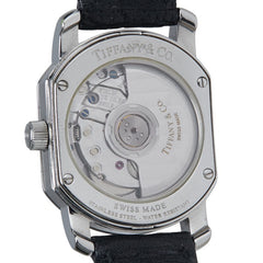 ティファニー マーククーペ 腕時計 自動巻き シルバー文字盤 ステンレススチール レザー レディース TIFFANY&Co. 【中古】