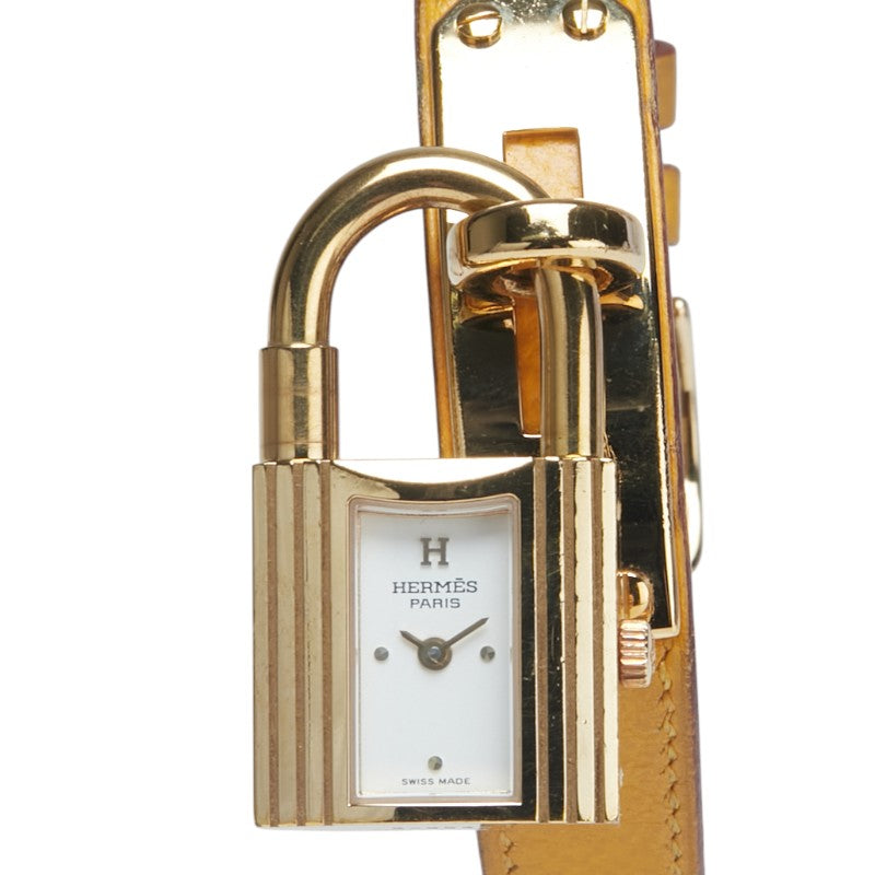 エルメス ケリーウォッチ 腕時計 KE1.201 クオーツ ホワイト文字盤 ステンレススチール レザー レディース HERMES 【中古】