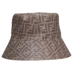 フェンディ ズッカ ハット サイズ：M ブラウン レザー キャンバス レディース FENDI 【中古】