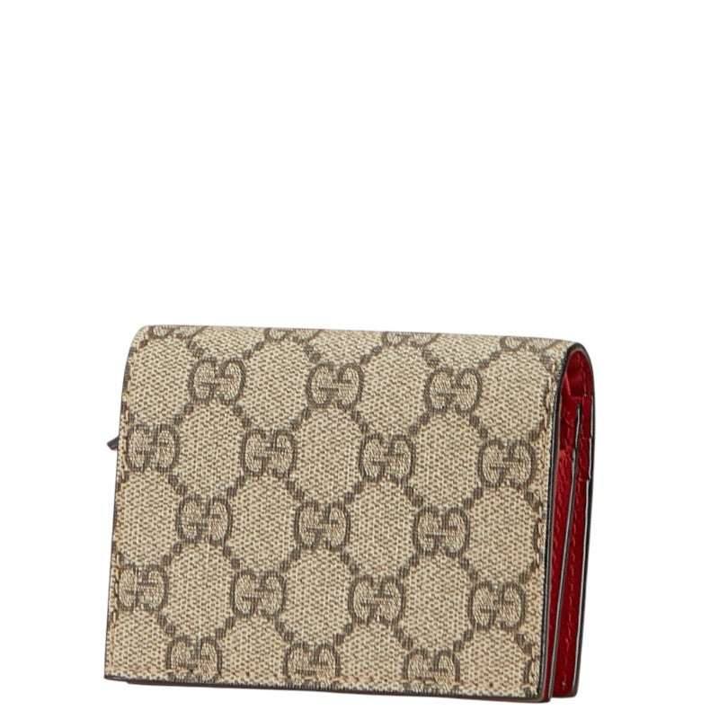 グッチ GGスプリーム チェリー 二つ折り財布 コンパクトウォレット 476050 ベージュ レッド PVC レザー レディース GUCCI 【中古】
