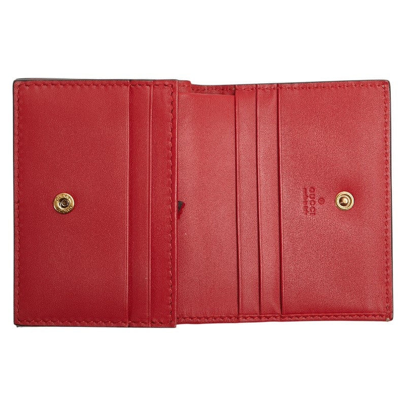 グッチ GGスプリーム チェリー 二つ折り財布 コンパクトウォレット 476050 ベージュ レッド PVC レザー レディース GUCCI 【中古】
