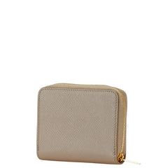 セリーヌ コンパクトジップウォレット 二つ折り財布 コインケース グレージュ レザー レディース CELINE 【中古】