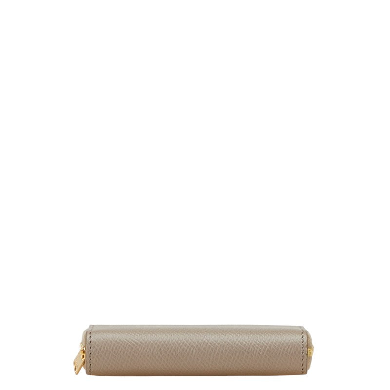 セリーヌ コンパクトジップウォレット 二つ折り財布 コインケース グレージュ レザー レディース CELINE 【中古】