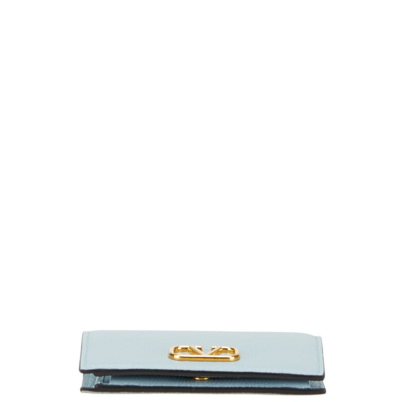 ヴァレンティノ ガラヴァーニ Vロゴ シグネチャー スモール ウォレット 二つ折り財布 5W2P0R39SNP ポーセリンブルー ソフトグレインカーフスキン レディース VALENTINO 【中古】