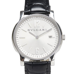 ブルガリ ソロテンポ 腕時計 ST35S クオーツ シルバー文字盤 ステンレススチール レザー メンズ BVLGARI 【中古】