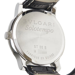 ブルガリ ソロテンポ 腕時計 ST35S クオーツ シルバー文字盤 ステンレススチール レザー メンズ BVLGARI 【中古】